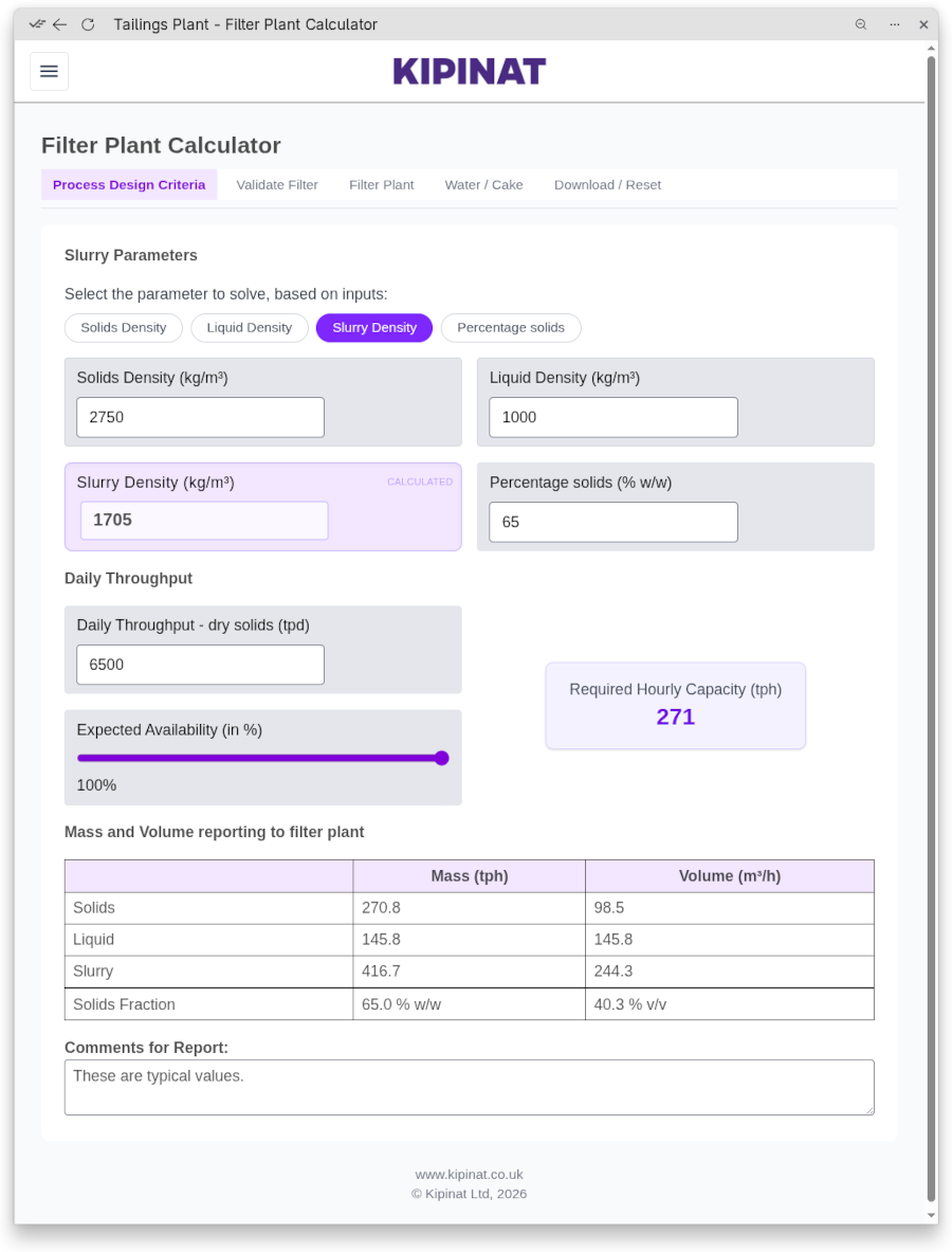 Process Design Criteria screenshot